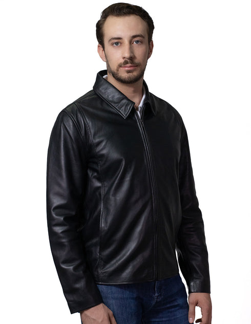 Chamarra Versátil Perry Ellis para Caballero en Piel color Negro.